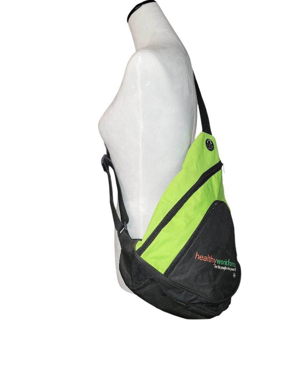 Healthy Workforce Lime Green & Black Sling Backpack With Headphone Port
